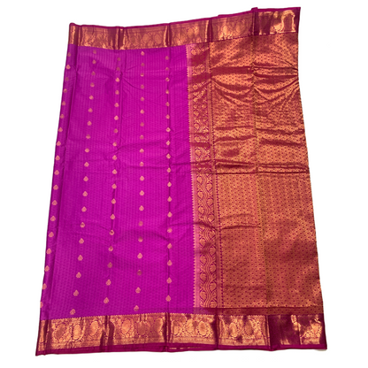 Rose shade Semi Silk Saree with Copper Border with Floral Design