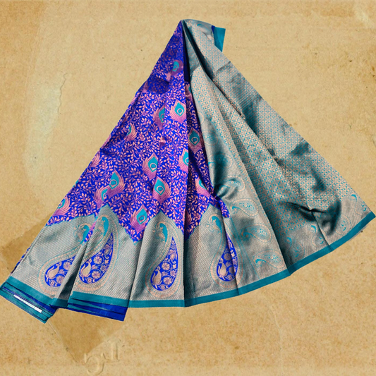 Art Silk Saree Royal Blue Colour