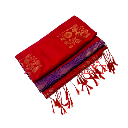 Soft Vegan Silk Saree Red Colour with Border less