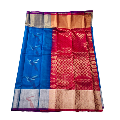 Pure Kachipuram Silk Saree Sky Blue Colour