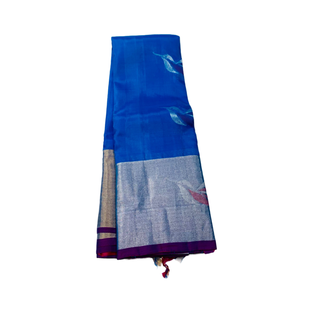 Pure Kachipuram Silk Saree Sky Blue Colour