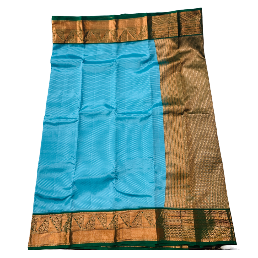 Semi Silk Saree  Sky Blue Colour