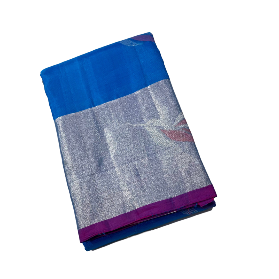 Pure Kachipuram Silk Saree Sky Blue Colour