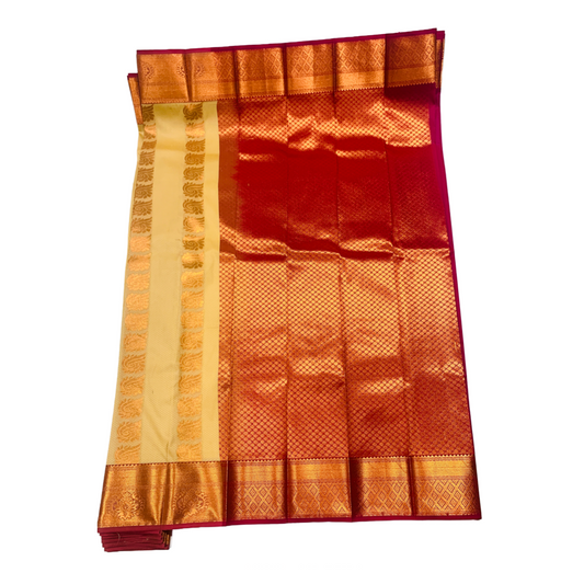 Sandal shade saree with Copper Border flower Design