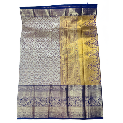 Sliver shade Soft kanchi pattu with Blue Border