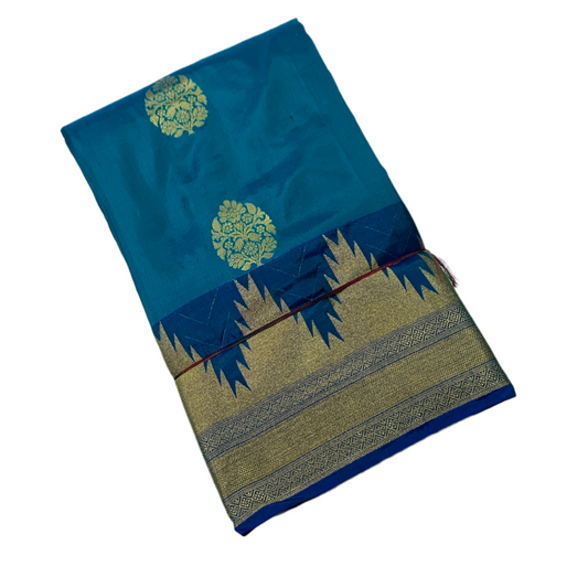 Pure Kachipuram Silk Saree Sky Blue Colour