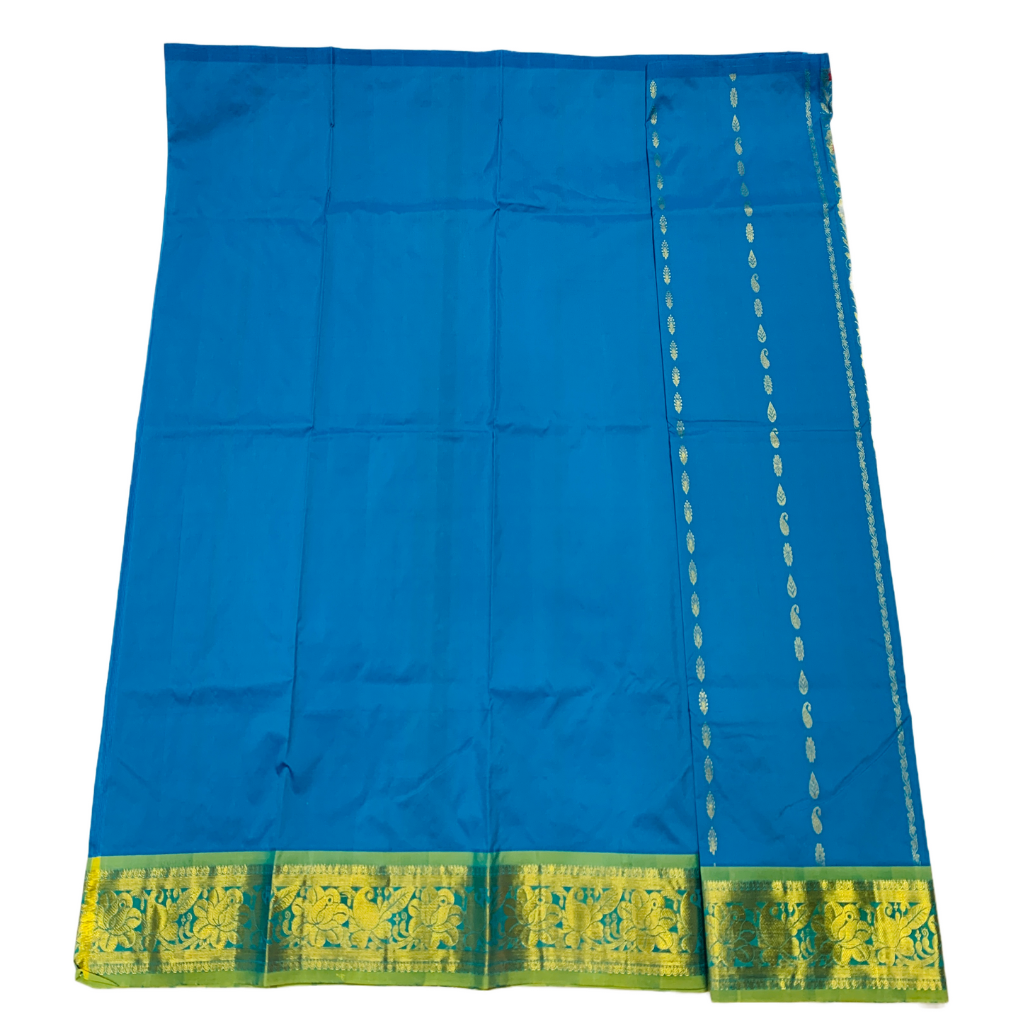 Sky Blue shade Semi Silk Kids Pattu Pavadai with Contrast border for  age above  10 years