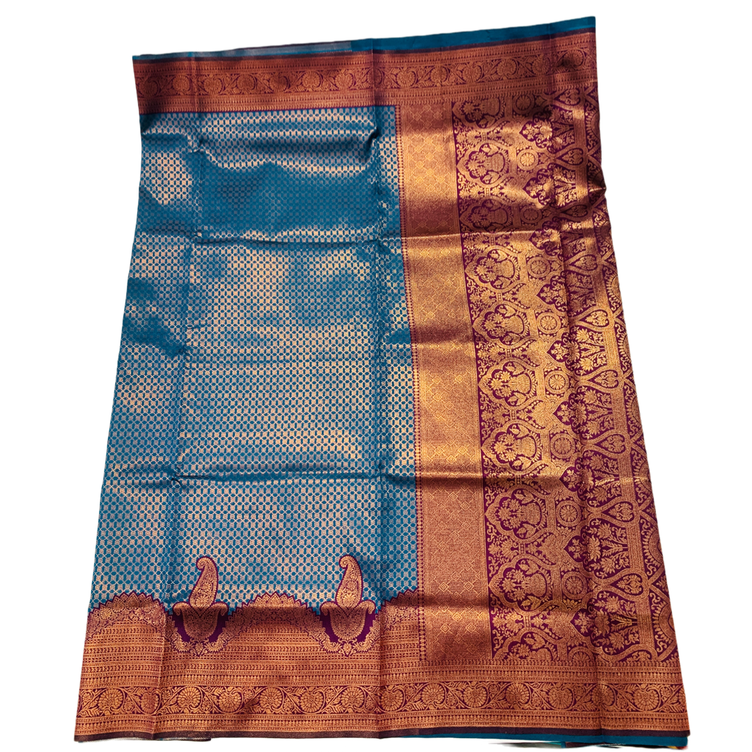 Sky Blue shade saree with Purple Border