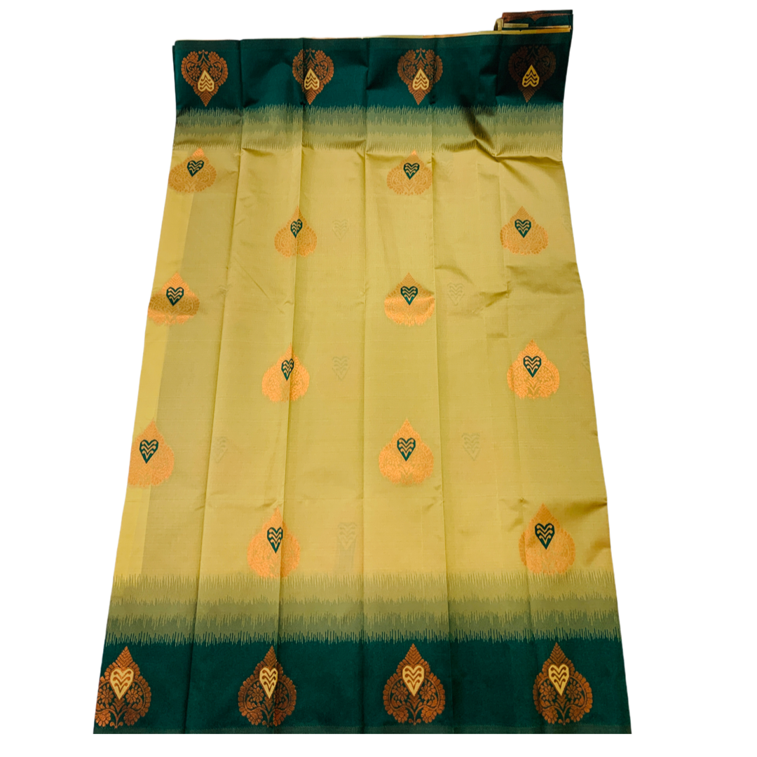 Sandal shade saree with Green Border