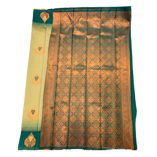 Sandal shade saree with Green Border