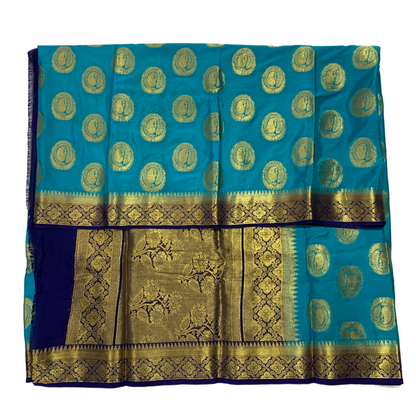 Crepe Saree Sapphire Green Colour with Mango Design