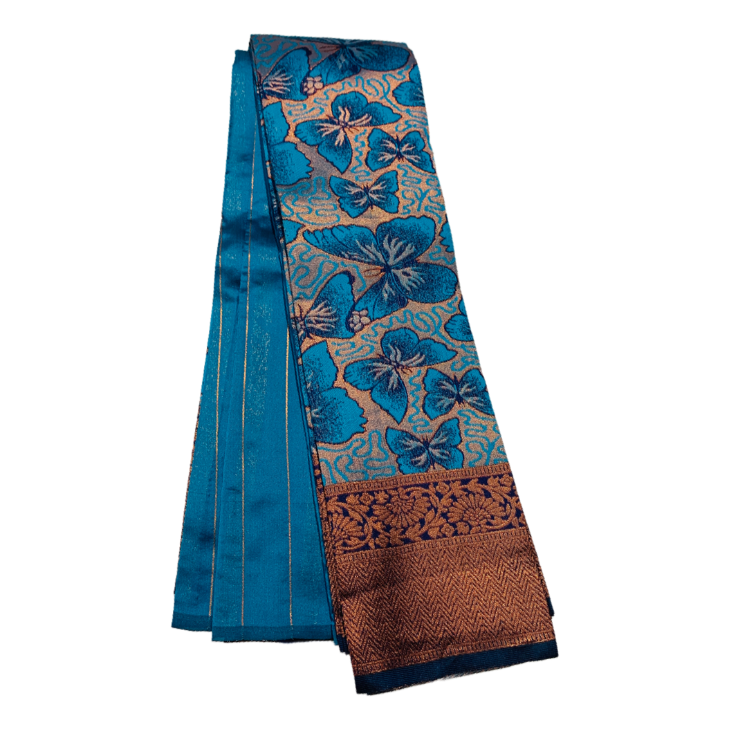 Sky Blue shade saree with Butterfly design with Copper Border