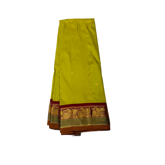Pure Kachipuram Silk Saree Sampangi Green Colour with Maroon Border