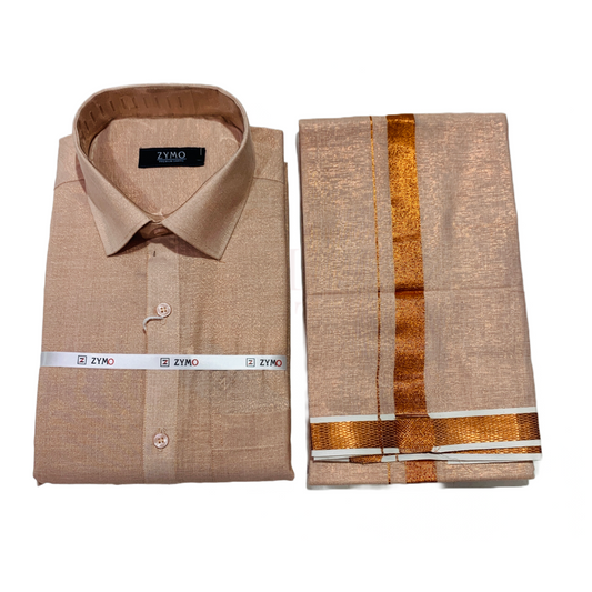 Copper Colour Cotton Dhothi and Shirt