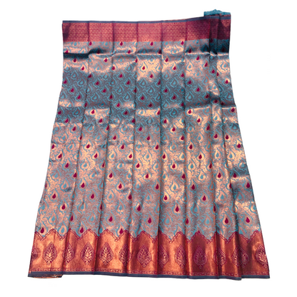 Sky Blue shade saree with Leaf Design