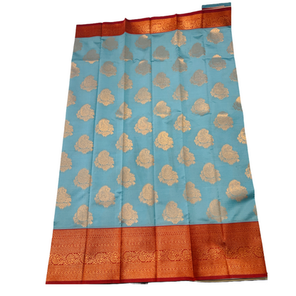 Sky Blue shade saree with Maroon Border