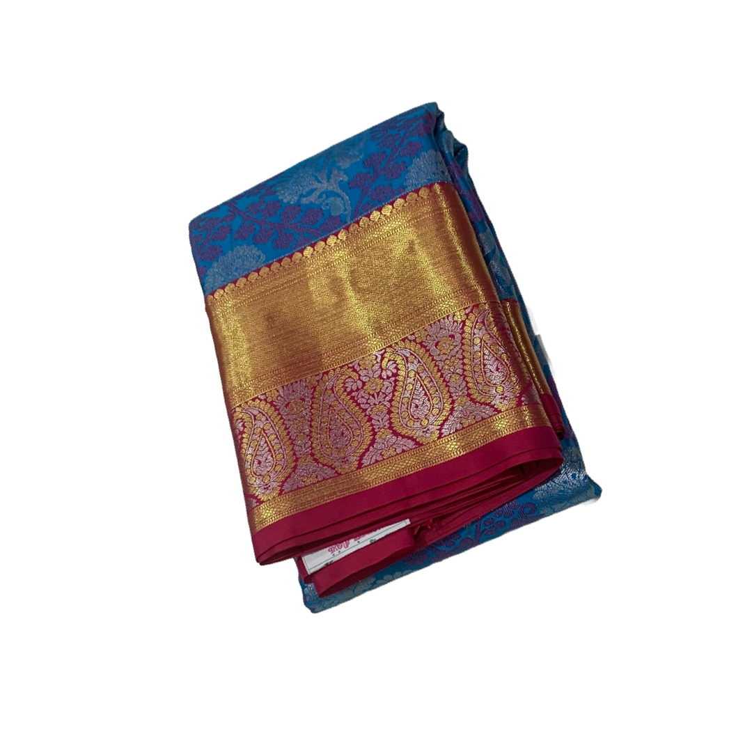 Vegan Silk Saree Pepsi Blue shade