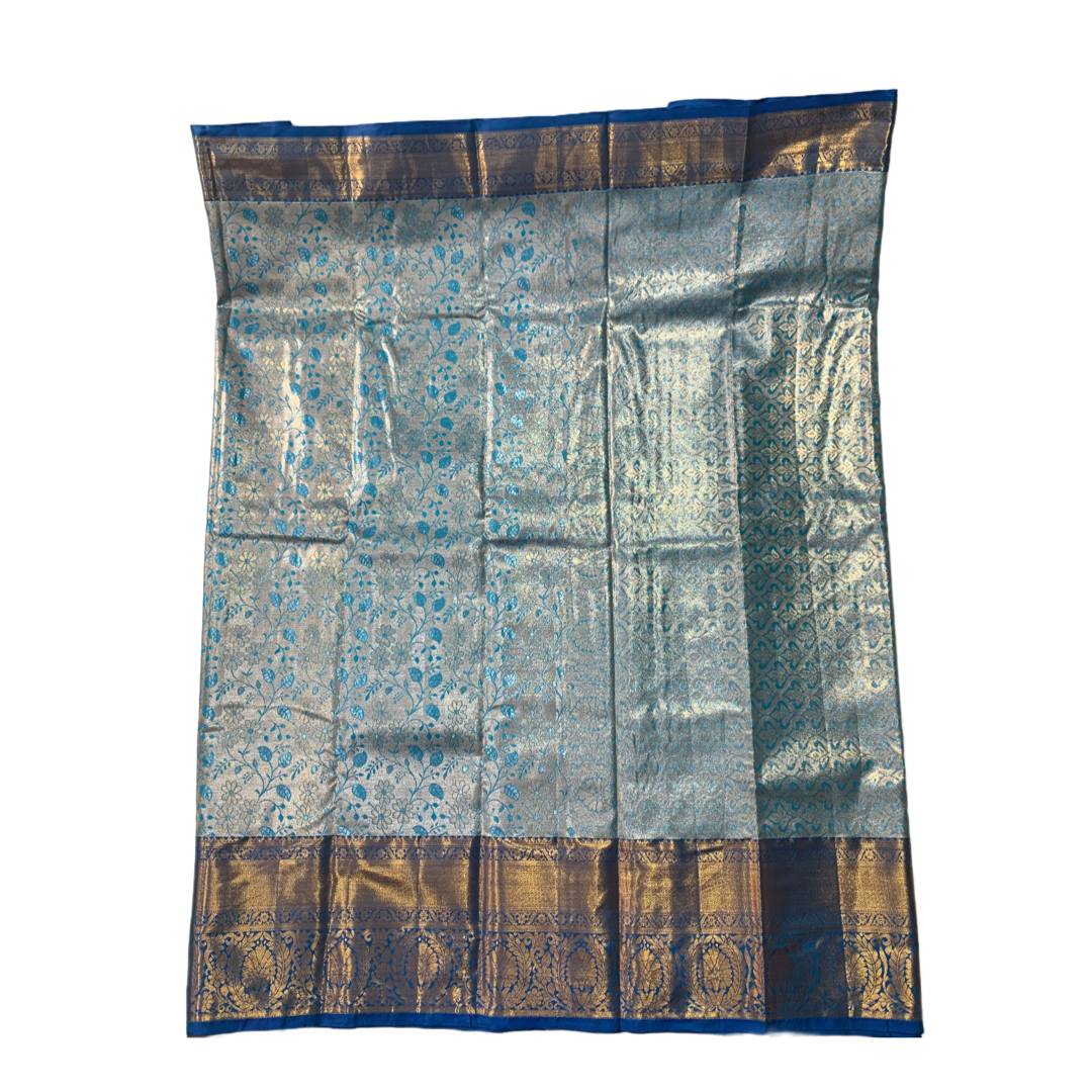 Vegan Silk Saree Sky Blue Colour with Floral design