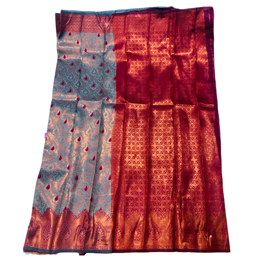 Sky Blue shade saree with Leaf Design