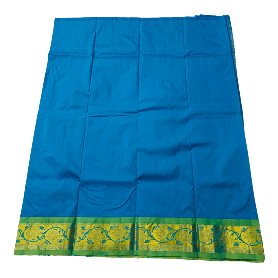 Sky Blue shade Semi Silk Kids Pattu Pavadai with contrast border for age 5 to 10