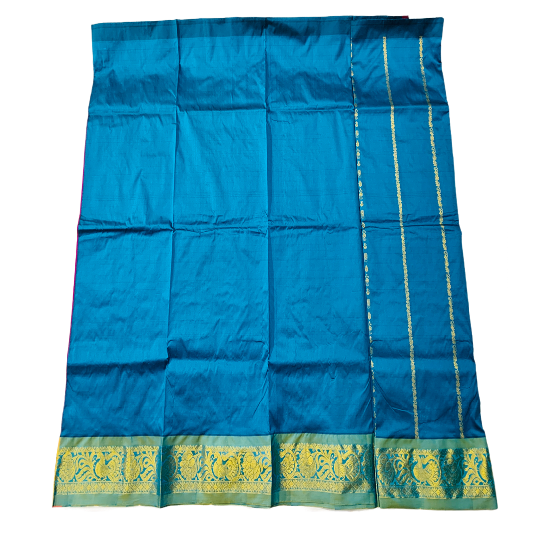 Sky Blue shade Semi silk Kids Pattu Pavadai with Contrast border for age above 10 years