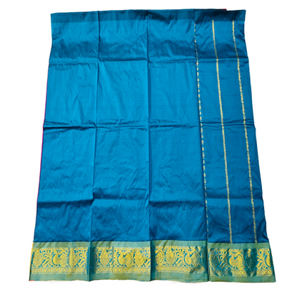 Sky Blue shade Semi silk Kids Pattu Pavadai with Contrast border for age above 10 years