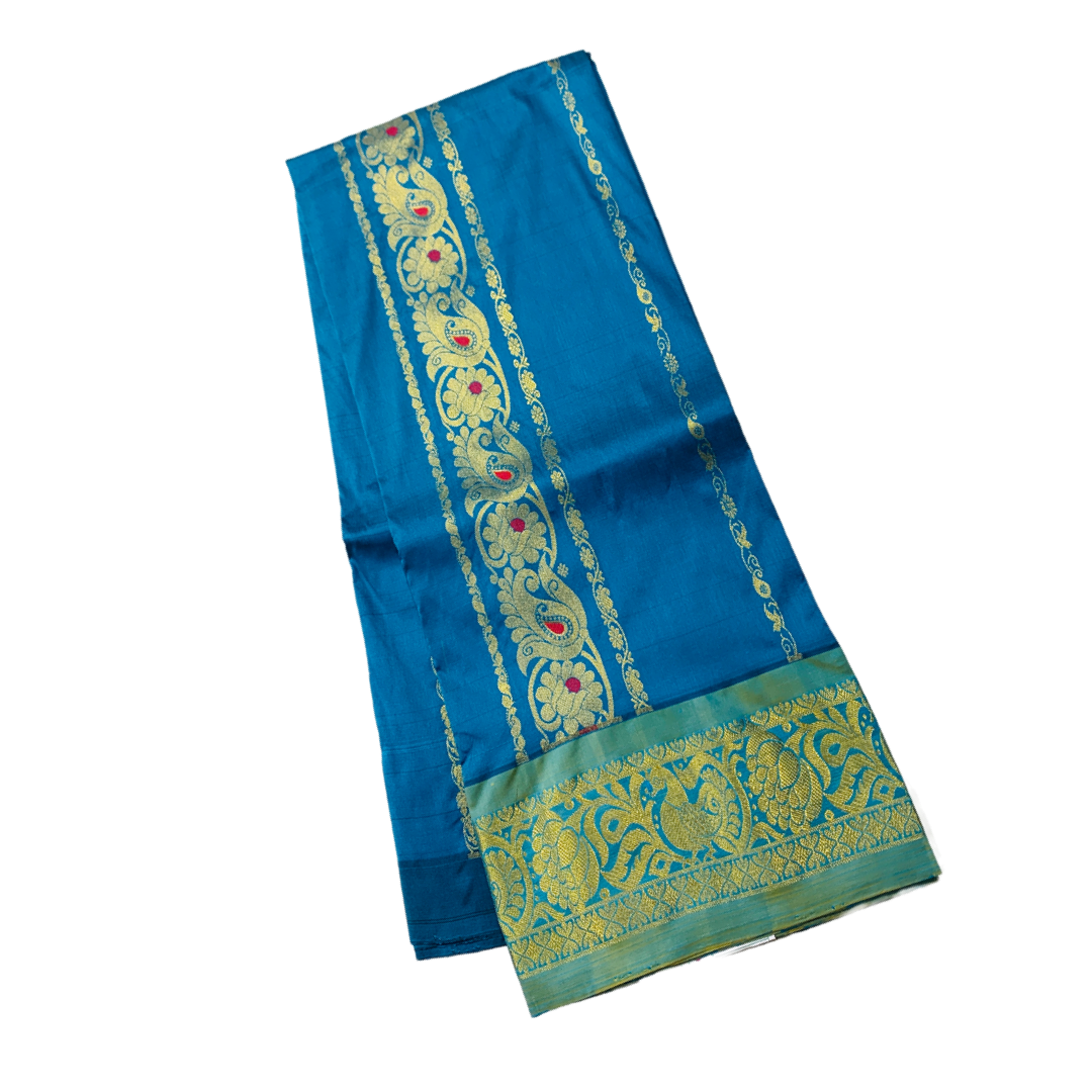 Sky Blue shade Semi silk Kids Pattu Pavadai with Contrast border for age above 10 years