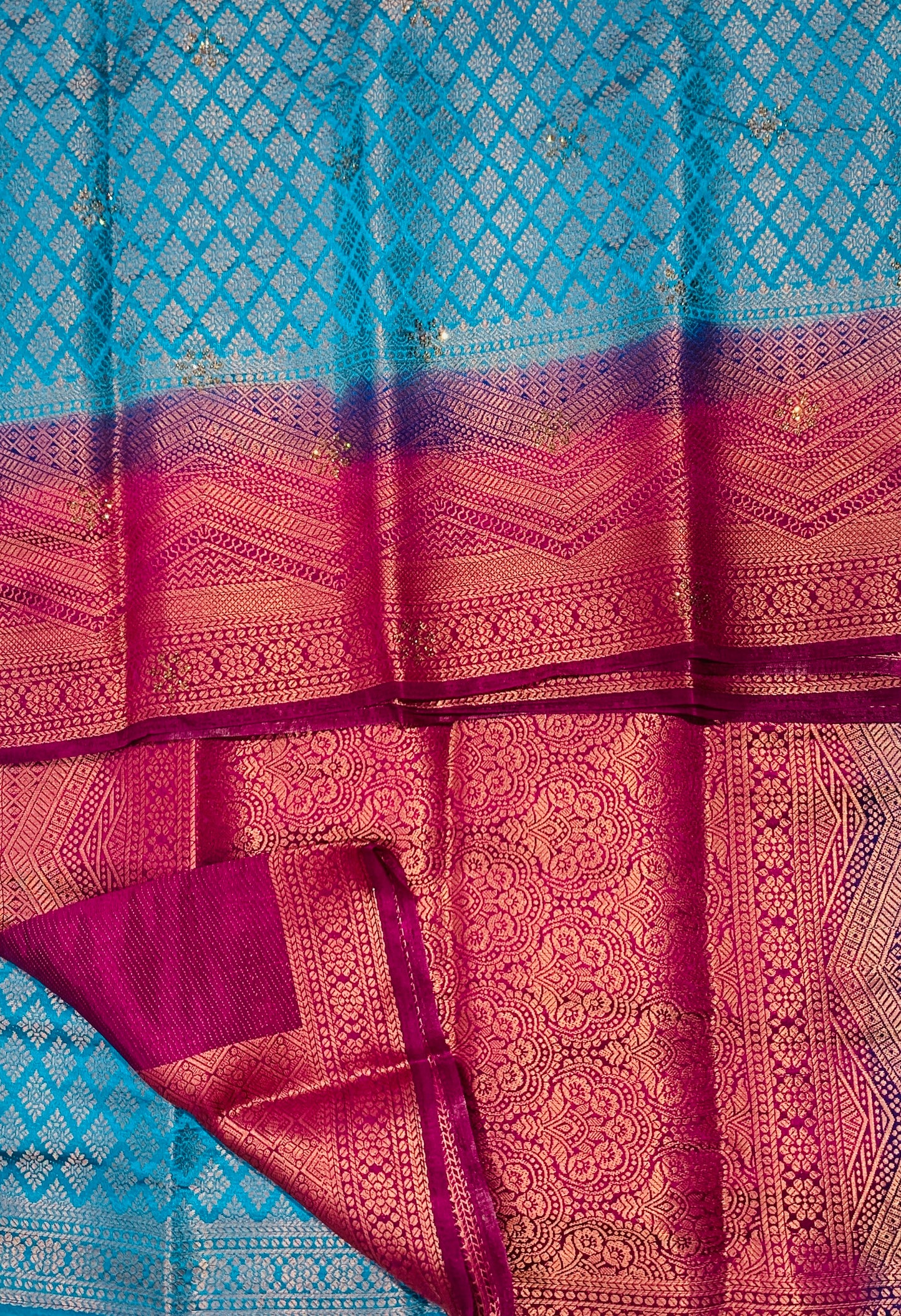 Soft Vegan Silk Saree Sky Blue Colour with Pink Border