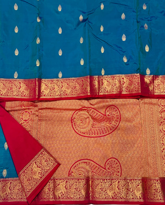 Pure Kanchipuram Silk Sky Blue Colour