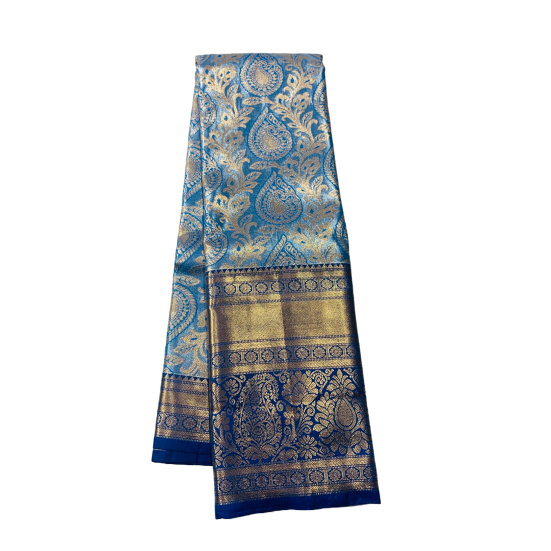 Vegan Silk Saree Sky Blue shade with Mango design