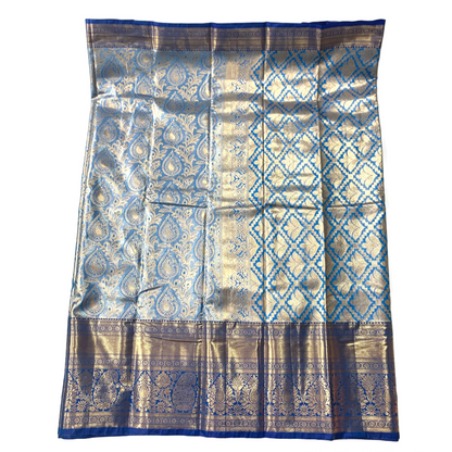 Vegan Silk Saree Sky Blue shade with Mango design