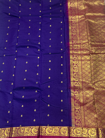 Violet shade Semi Silk Saree with Dark Rose Border with Mango and Flower Design