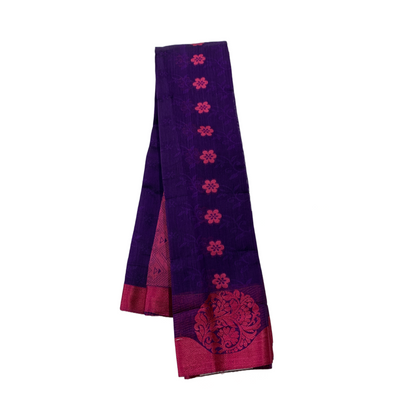 Violet shade silk cotton Saree with Pink Border