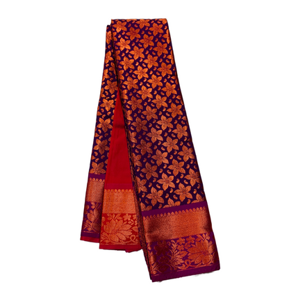 Violet shade Soft kanchi pattu with Flower design.