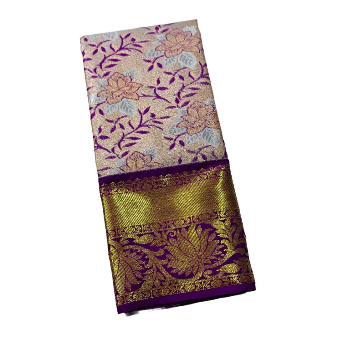 Sliver Violet shade Vegan Silk Kids Pattu Pavadai with Self border for age 2 to 5