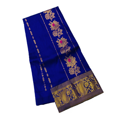 Violet shade Semi Silk Kids Pattu Pavadai with contrast border for age 5 to 10