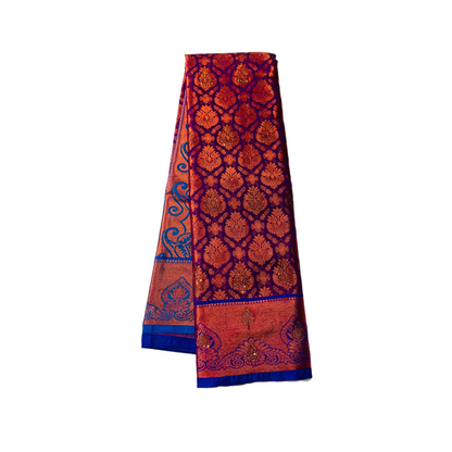 Vegan Silk Saree Violet Shade with Unstitched blouse in Aari work