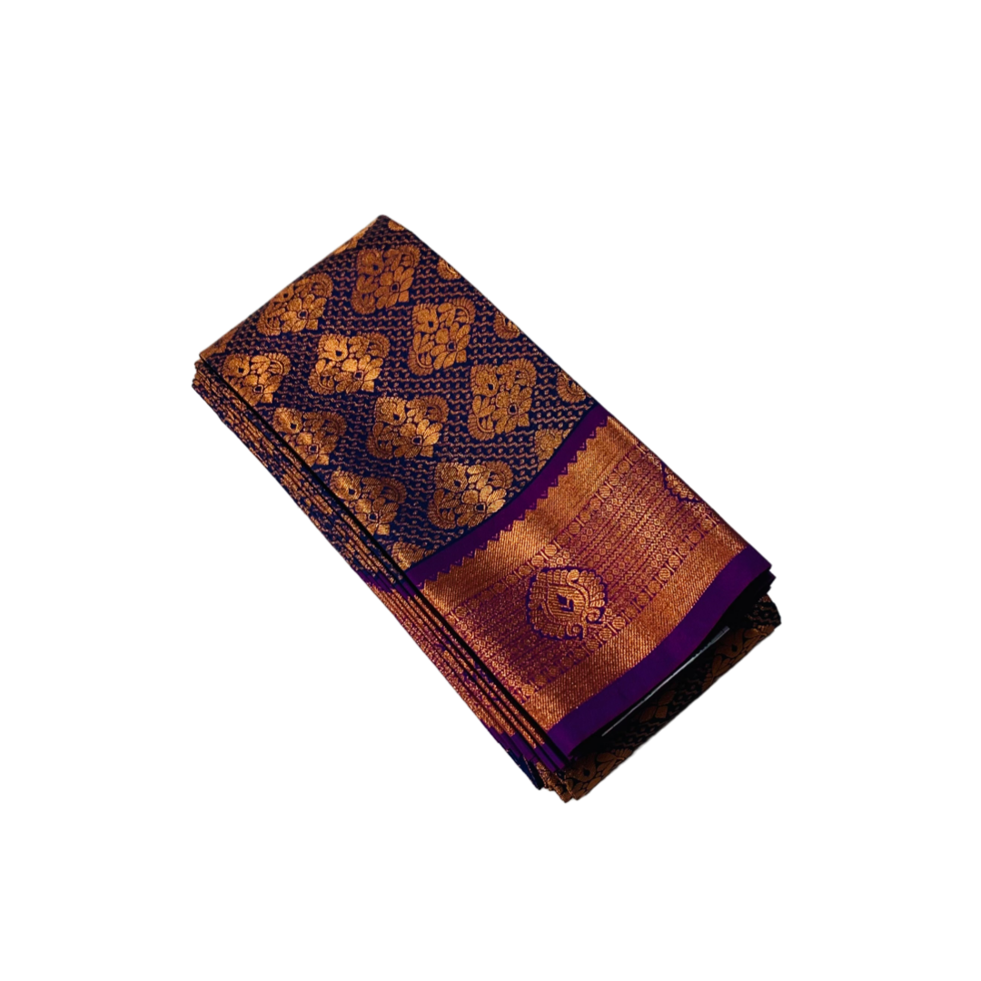 Violet shade Soft kanchi pattu with Copper Border.