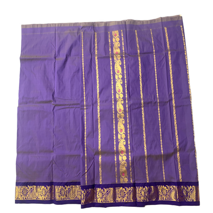 Violet shade Semi Silk Kids Pattu Pavadai with contrast border for age 5 to 10