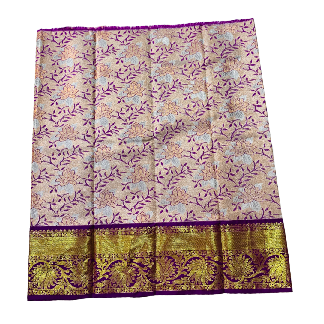 Sliver Violet shade Vegan Silk Kids Pattu Pavadai with Self border for age 2 to 5