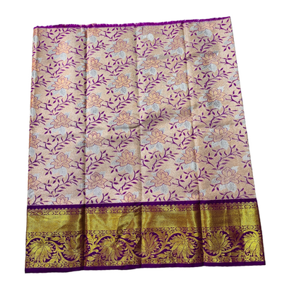 Sliver Violet shade Vegan Silk Kids Pattu Pavadai with Self border for age 2 to 5