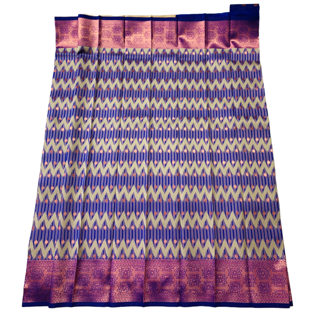 Violet shade saree with Copper Border