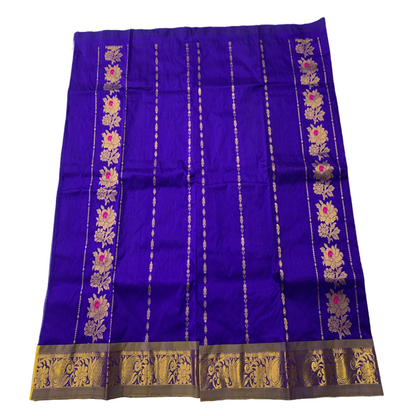 Violet shade Semi Silk Kids Pattu Pavadai with contrast border for age 5 to 10