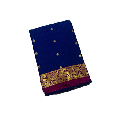 Violet shade Semi Silk Saree with Dark Rose Border with Mango and Flower Design