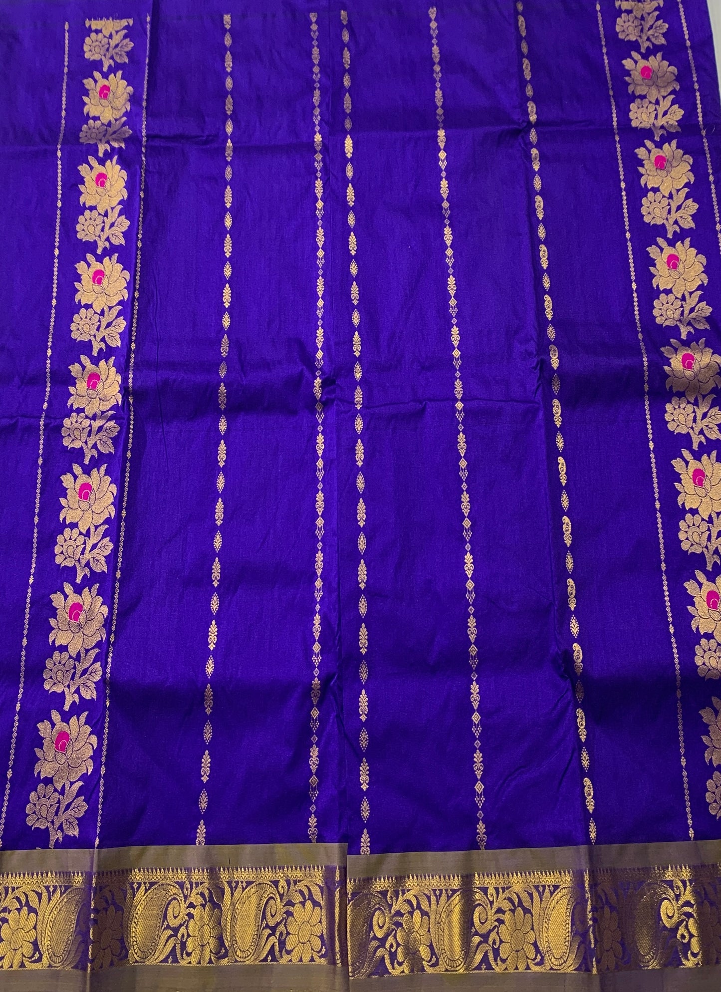 Violet shade Semi Silk Kids Pattu Pavadai with contrast border for age 5 to 10