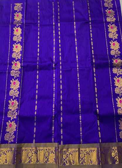 Violet shade Semi Silk Kids Pattu Pavadai with contrast border for age 5 to 10