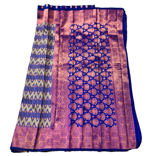 Violet shade saree with Copper Border