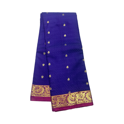 Violet shade Semi Silk Saree with Dark Rose Border with Mango and Flower Design