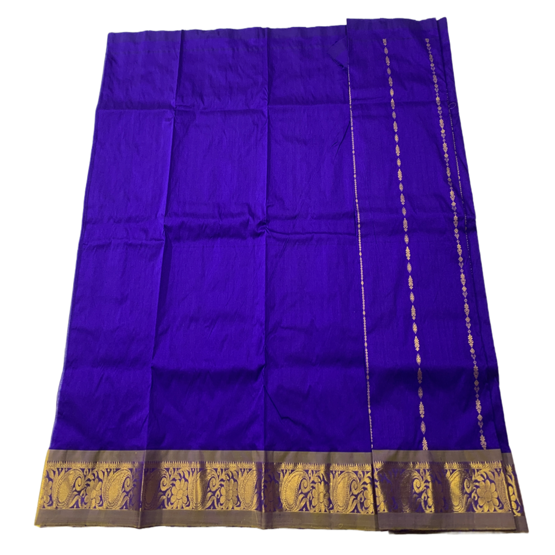 Violet shade Semi Silk Kids Pattu Pavadai with contrast border for age 5 to 10