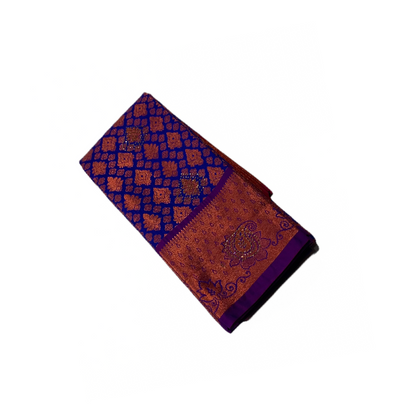 Violet Soft kanchi pattu with Copper and Purple Border.